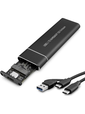 Skygo SSD Kutu Type-C 3.1 + Usb3.0 Nvme M2 Chıp JMS581D Siyah HDX1769
