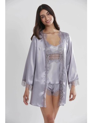 Çamaşır Kenti Pierre Cardin 2490 Bayan Sabahlıklı Saten Şort Takım