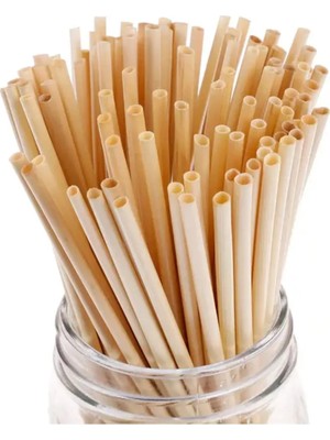 Mu Art Ahşap 100 Adet Buğday Sapı Pipet-20 cm
