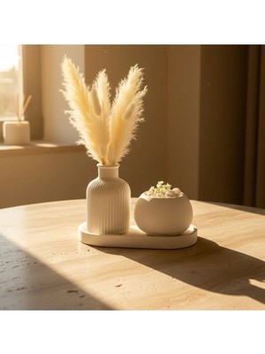 Canseb Elegance 3'lü Pampas Vazo & Saksı Seti Premium Set - Dekoratif Set - Pinterest - Bohem - Iskandinav Tarzı - Vazo - Dekoratif Vazo - Obje - Biblo - Heykel - Hediyelik - Dekor Obje