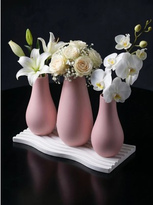 Canseb Elegance Elegance Serisi - Dörtlü Vazo Set - Renkli - Kendinden Hoş Kokulu - Dekoratif Set - (Çiçekler Dahil Değildir)