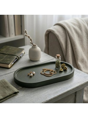 Canseb Elegance Premium - 18CM - Dekoratif Tepsi - Tabak - Beton Sunumluk - Lüks Tasarım Özenli Işçilik
