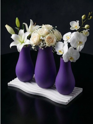 Canseb Elegance Elegance Serisi - Dörtlü Vazo Set - Renkli - Kendinden Hoş Kokulu - Dekoratif Set - (Çiçekler Dahil Değildir)
