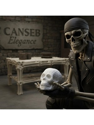 Canseb Elegance 10CM Alevli Kuru Kafa Premium Dekor- Taş Tozu Beton Iskelet