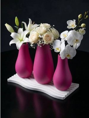 Canseb Elegance Elegance Serisi - Dörtlü Vazo Set - Renkli - Kendinden Hoş Kokulu - Dekoratif Set - (Çiçekler Dahil Değildir)