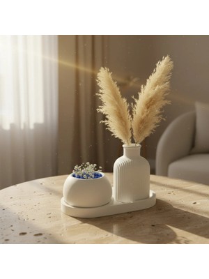 Canseb Elegance 3'lü Saksı ve Pampas Vazosu Seti Premium Set - Dekoratif Set - Pinterest - Bohem - Iskandinav Tarzı - Vazo - Dekoratif Vazo - Obje - Biblo - Heykel - Hediyelik - Dekor Obje