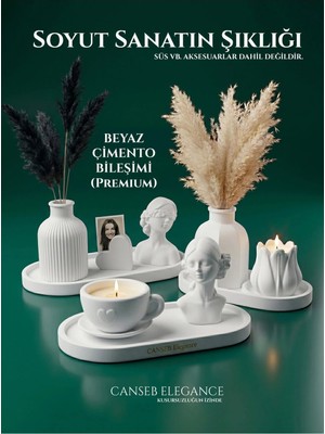 Canseb Elegance Soyut Sanatın Şıklığı - 9 Parça Dekoratif Obje Biblo Vazo Seti (Beyaz)