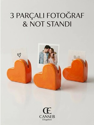 Canseb Elegance Premium - Kendinden Kokulu - 3lü Fotoğraf Tutucu - Not Standı - Kalp Dekoratif Obje 5cm