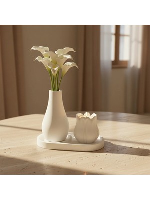 Canseb Elegance 3'lü Vazo ve Mumluk (Mum Hediye) Premium Set - Dekoratif Set - Pinterest - Bohem - Iskandinav Tarzı - Vazo - Dekoratif Vazo - Obje - Biblo - Heykel - Hediyelik - Dekor Obje