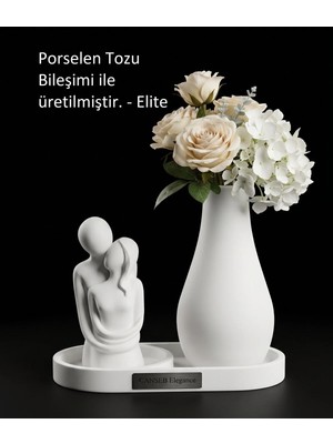 Canseb Elegance 10CM Sevgili Biblo & 13CM Çiçek Vazosu - 17CM Tepsi - Üçlü Set