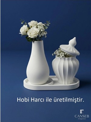 Canseb Elegance 13CM Çiçek Vazosu & Sivri Kapaklı Saklama Kabı Dekoratif Seti