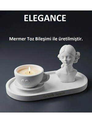 Canseb Elegance Üçlü Dekoratif Amaçlı Kahve Fincanı & Kız Obje Set