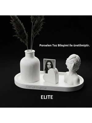 Canseb Elegance Dörtlü Fotoğraf Tutucu, Pampas Vazosu & Kız Dekoratif Obje Seti Fotoğraf Standlı