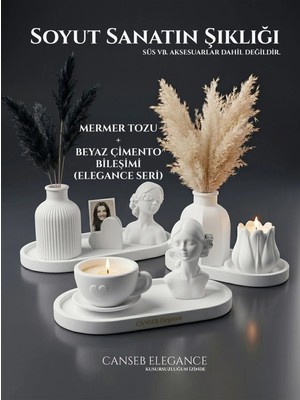 Canseb Elegance Soyut Sanatın Şıklığı - 9 Parça Dekoratif Obje Biblo Vazo Seti (Beyaz)