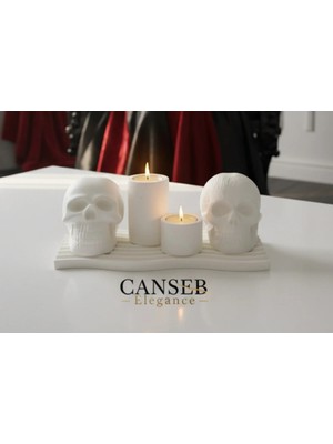 Canseb Elegance 5'li Beton Kuru Kafa Dekorları & Mumluk ( Mum Hediyeli )