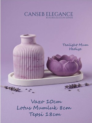 Canseb Elegance Premium - Kendinden Kokulu - Üçlü Dekoratif Vazo & Mumluk Set