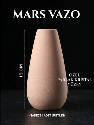 Canseb Elegance Mars Desenli Dekoratif Vazo - Sadece 1 Adet Üretildi - Parlak Kristal Yüzeyli - 15CM