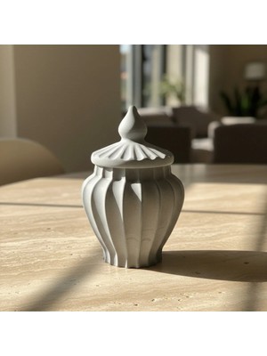 Canseb Elegance 14CM | Gri Sivri Kapaklı Saklama Kutusu & Vazo & Kalemlik