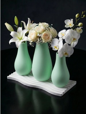 Canseb Elegance Elegance Serisi - Dörtlü Vazo Set - Renkli - Kendinden Hoş Kokulu - Dekoratif Set - (Çiçekler Dahil Değildir)