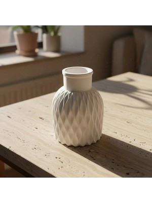 Canseb Elegance 10CM | Dalgalı Vazo - Desenli Çizgili Pampas Vazosu & Kalemlik - Premium