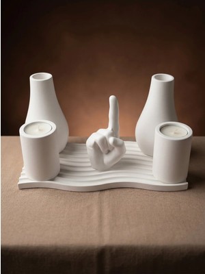 Canseb Elegance 6 Parça Tevhid Heykeli Mumluk Vazo Seti - Tealight Mum Hediyeli- Islami Ev Dekorasyon