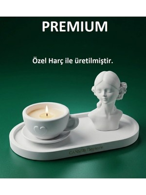Canseb Elegance Üçlü Dekoratif Amaçlı Kahve Fincanı & Kız Obje Set
