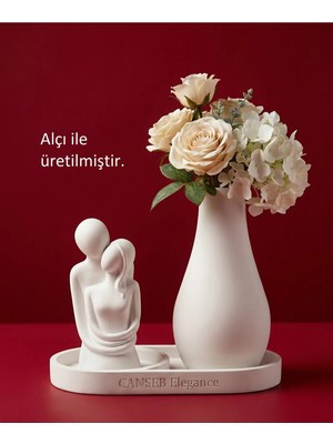 Canseb Elegance 10CM Sevgili Biblo & 13CM Çiçek Vazosu - 17CM Tepsi - Üçlü Set