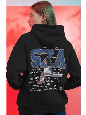Sevbano Sza Rapper Şarkıcı Sırt Baskılı Unisex Oversize Premium Hoodie
