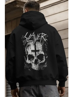 Sevbano Slayer Rock Metal Müzik Grubu Sırt Baskılı Unisex Oversize Premium Hoodie