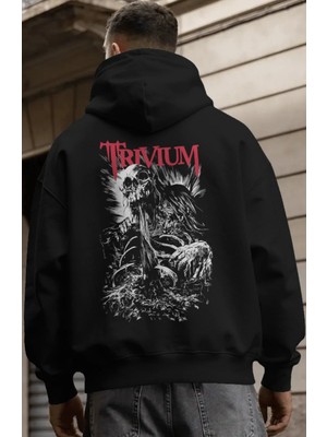 Sevbano Trivium Rock Metal Müzik Grubu Sırt Baskılı Unisex Oversize Premium Hoodie