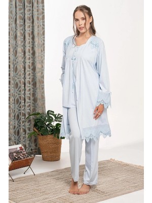 Çamaşır Kenti Bone 6109 Dantel Detaylı Sabahlıklı Lohusa Pijama Takımı