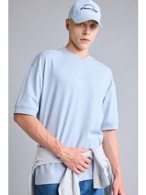 DeFacto Loose Fit Kısa Kollu Açık Mavi Basic Tişört H4835AX26AU