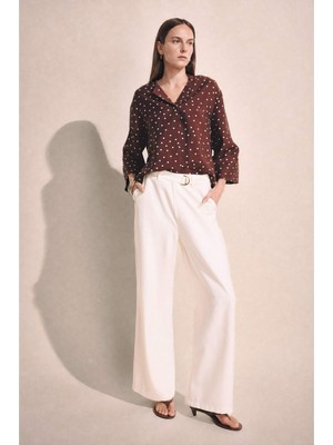 DeFacto Straight Wide Leg Geniş Paça Kemerli Pantolon H3242AX26AU