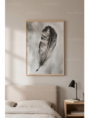 Tontilika Tüy ve Doğa Minimalist 1. Kalite Ahşap Çerçeveli Tablo