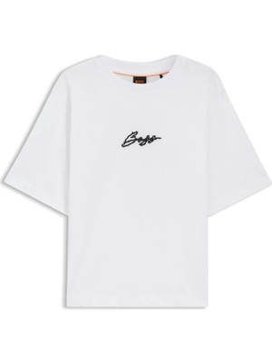 Boss Beyaz Kadın Logo Baskılı T-Shirt 50559075