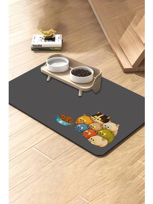 Matgo Pati Kedi Köpek Beslenme Matı 50X70CM Mırmır Yıkım Ekibi Su Geçirmez Mama Kabı Altlığı Paspası