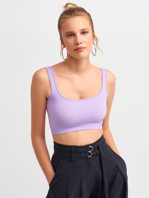 Dilvin Askılı Crop Top Lila Kolsuz U Yaka M - L Kadın Günlük Kullanım İçin Hafif Tasarım