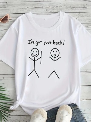 Hsc Bilişim Beyaz "I've Got Your Back" Günlük Giyim Tişört- Beyaz -