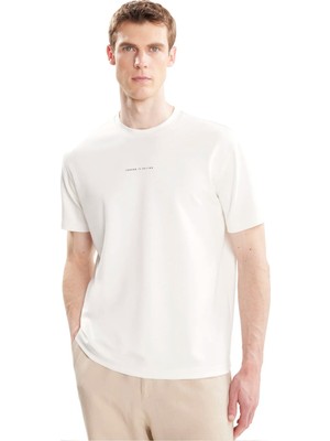 Ted Baker Beyaz Erkek Yazı Baskılı T-Shirt TBMRTS3024