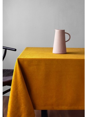 Gauze Fabric Design Safir Kadife Dokulu Dertsiz Ütü Istemeyen Yüksek Kaliteli Koyu Sarı Masa Örtüsü