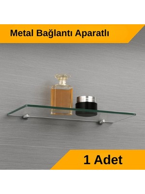 Pleksi Hayalet Raf 8mm | Banyo Mutfak Düzenleyici Metal Bağlantılı Şeffaf Raf - 40 cm