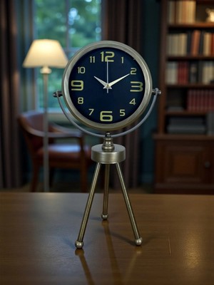 Dinç Store 44 Vintage Tripod Eskitme Metal Üç Ayaklı Masa Saati