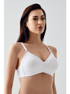 NEWBRA LINGERIE Kadın Balensiz/telsiz Dolgusuz Kapsız Süngersiz Desteksiz B Kap Toparlayıcı Minmizer Pamuklu Sütyen - Beyaz