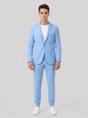Plus Scorpion Pike Kumaş Jogger Pantolonlu Erkek Takım Elbise – Torba Cepli Tek Düğme Slim Fit Kombin
