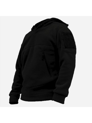 Genıus Store Erkek Polar  Outdoor Kapşonlu Kombat Tactical Cepli Polar