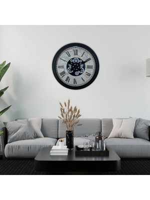 Dinç Store 44 Black Atlas Series 60 cm Çarklı Duvar Saati
