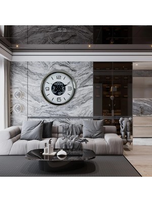 Dinç Store 44 Krom Modern 60 cm Çarklı Duvar Saati