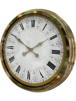 Dinç Store 44 60 cm Gold Metal Roma Rakamlı Duvar Saati