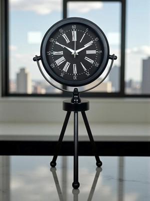 Dinç Store 44 Heritage Black Üç Ayaklı Metal Masa Saati