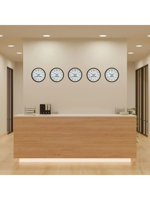 Dinç Store 44 36 cm 5’li Dünya Saatleri Kahverengi Roma Rakamlı